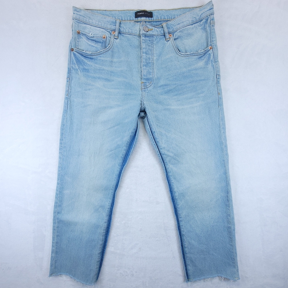 Purple Brand Jeans Mens 36 X 24 Style P001 Light Wash Raw Hemmed SHII224